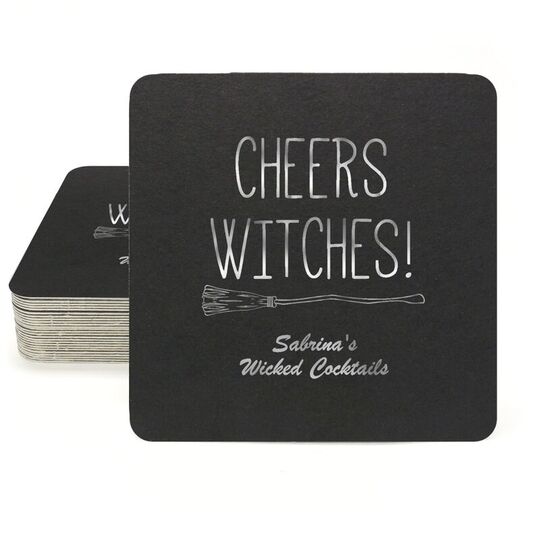 Cheers Witches Halloween Square Coasters